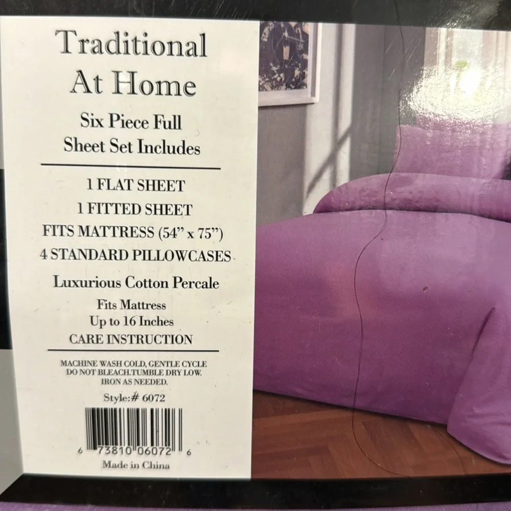 Traditional At Home 6pc Full Sheet Set purple Magenta Diamond embossed